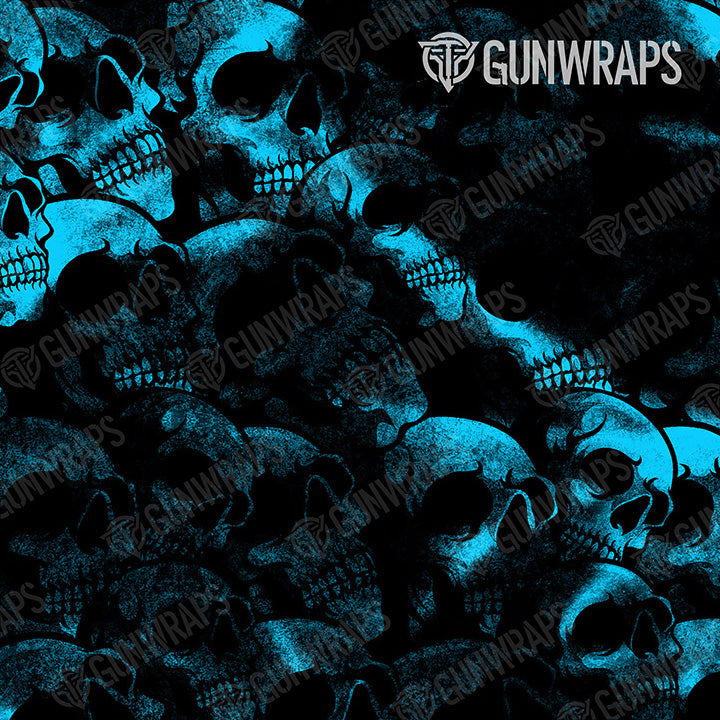 AR 15 Mag Well Skull Cyan Gun Skin Pattern