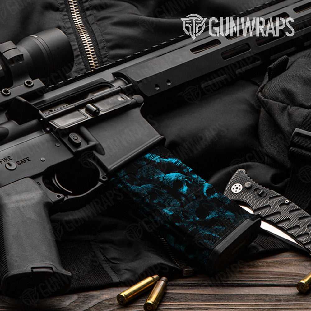 AR 15 Mag Skull Cyan Gun Skin Pattern