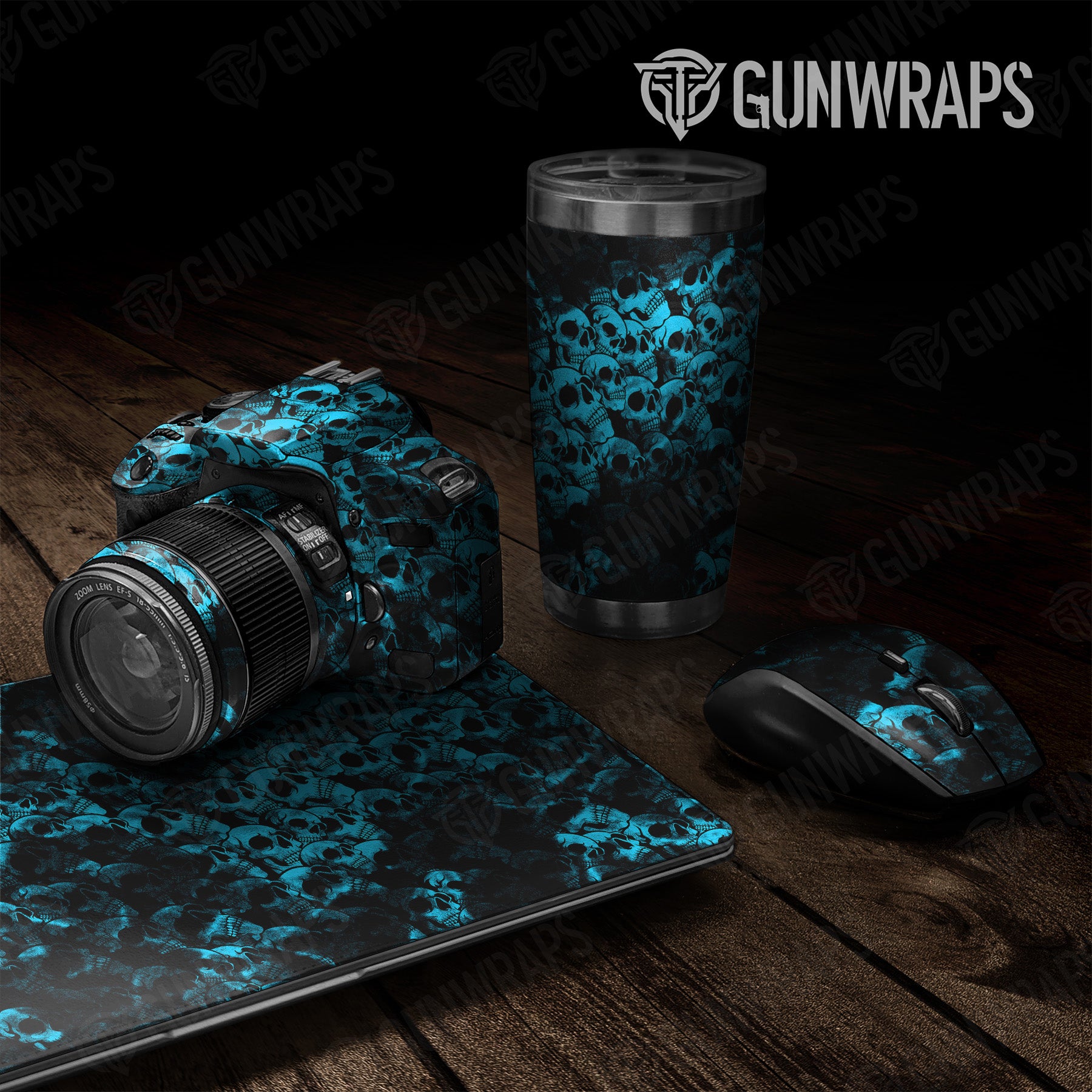 Universal Sheet Skull Cyan Gun Skin Pattern