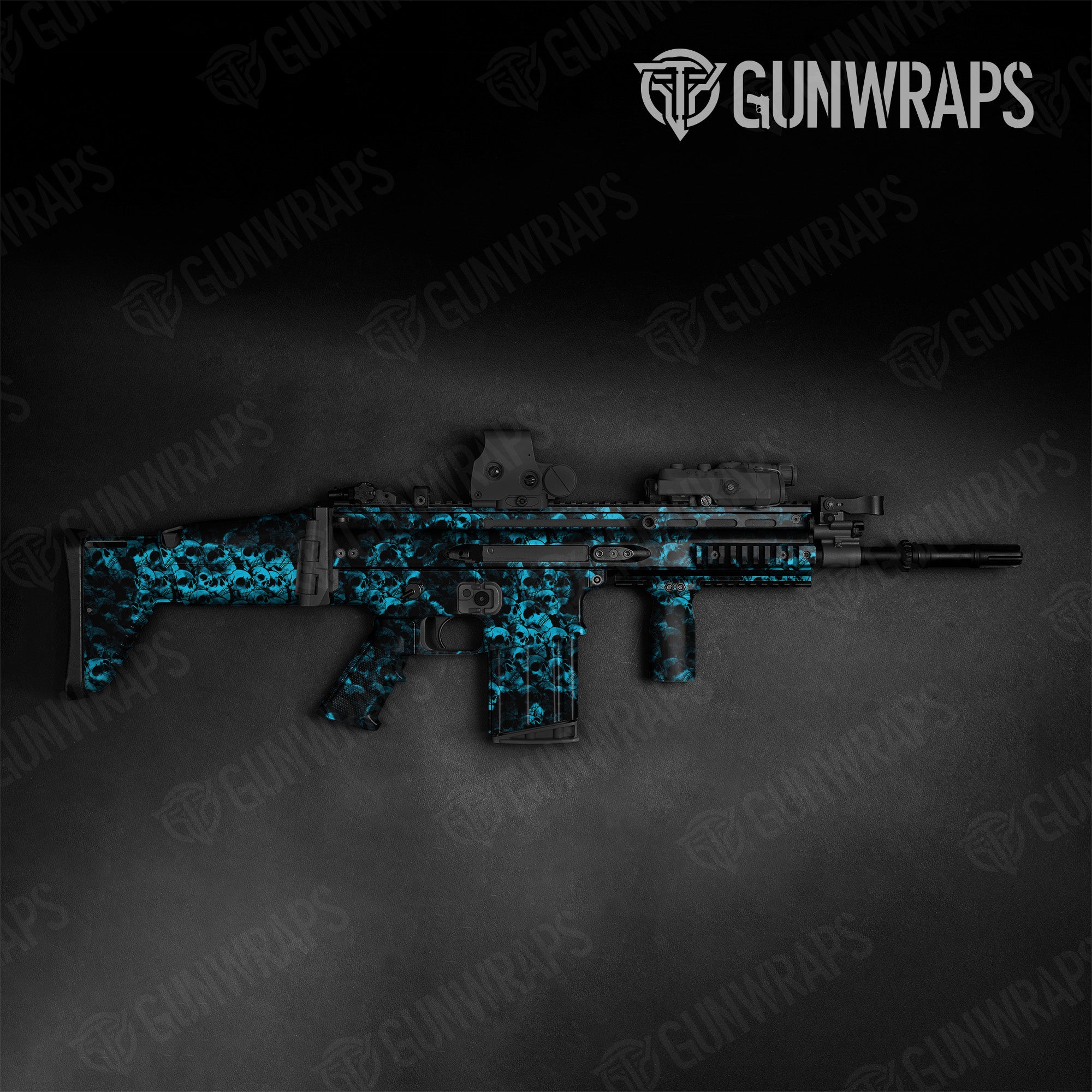 Tactical Skull Cyan Gun Skin Pattern