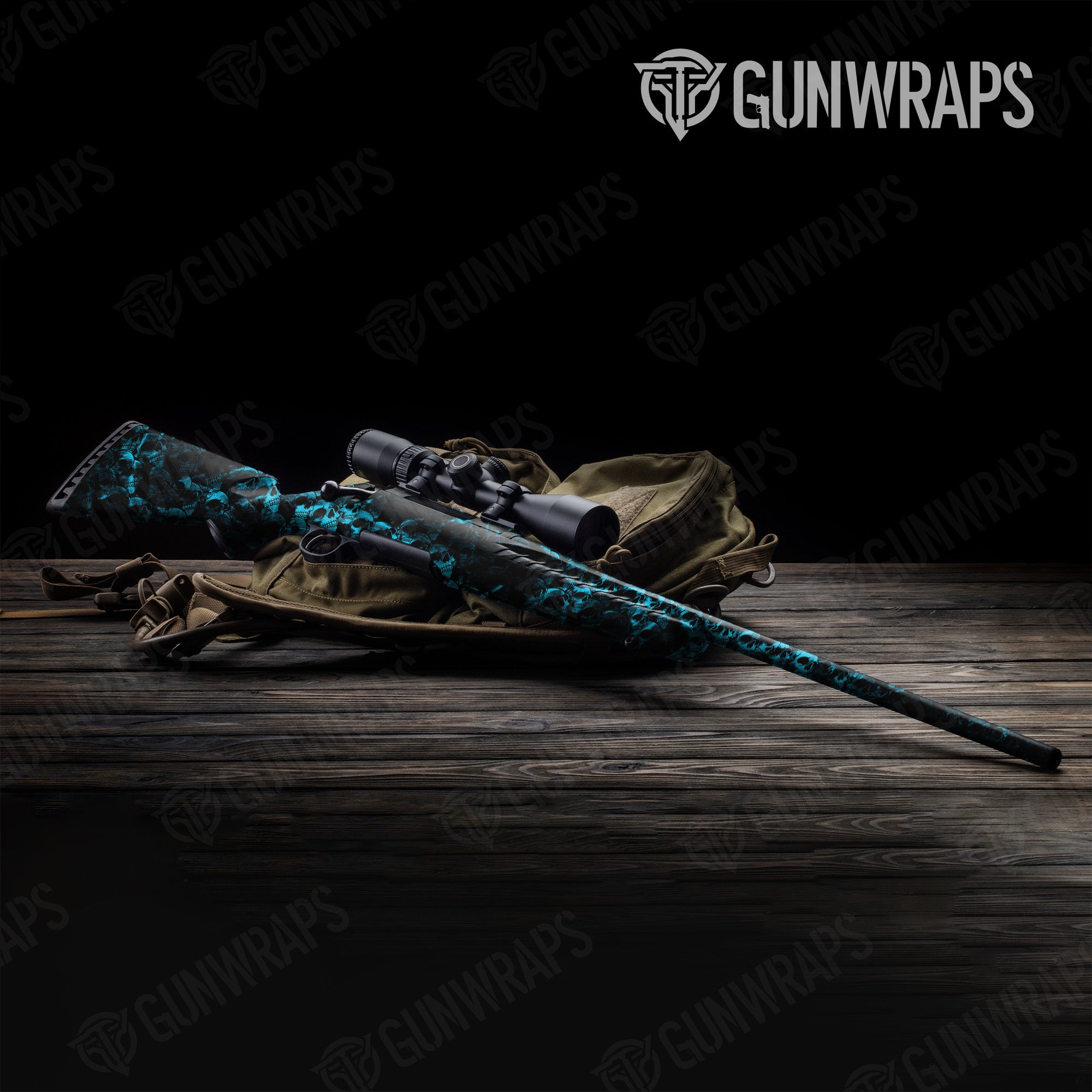 Rifle Skull Cyan Gun Skin Pattern