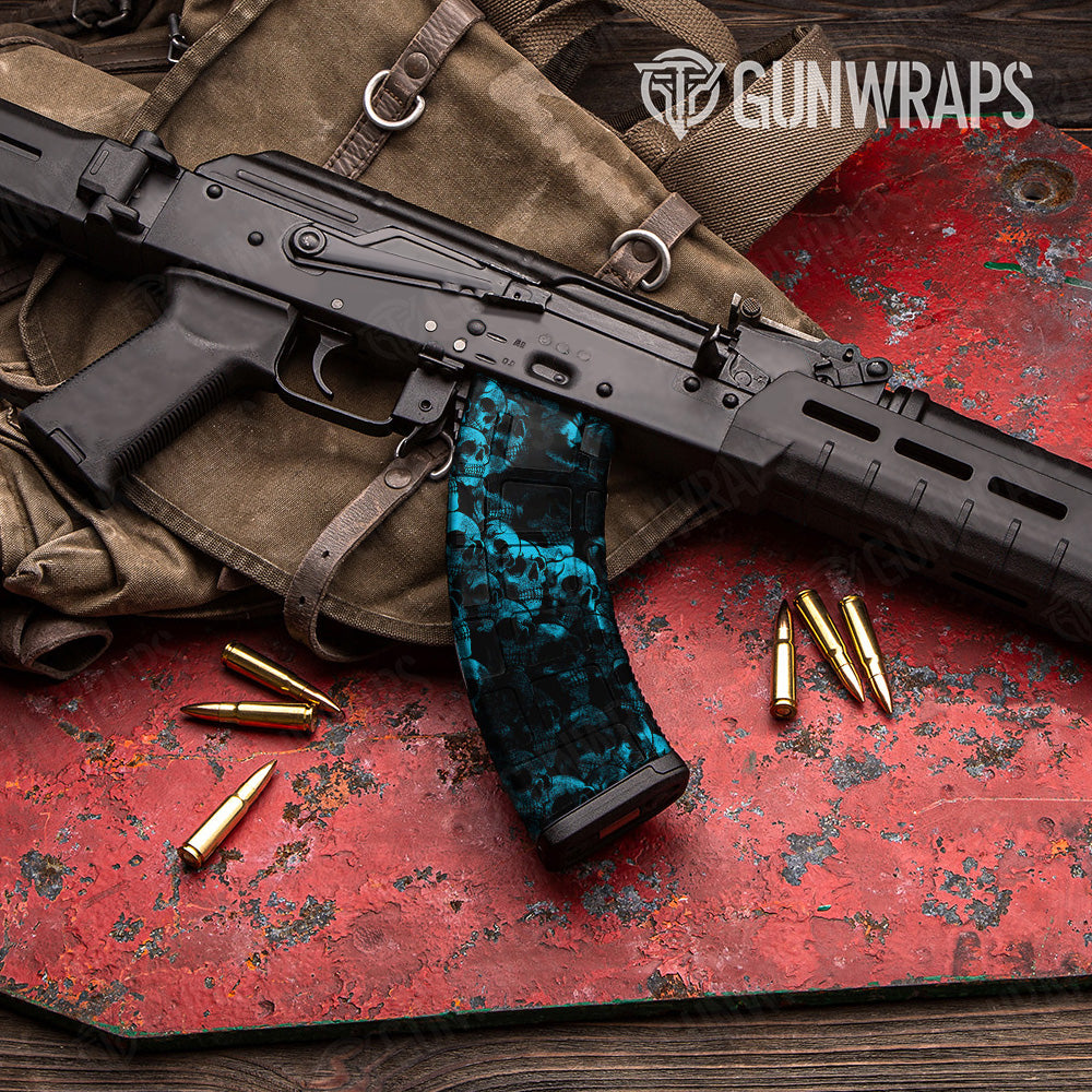 AK 47 Mag Skull Cyan Gun Skin Pattern