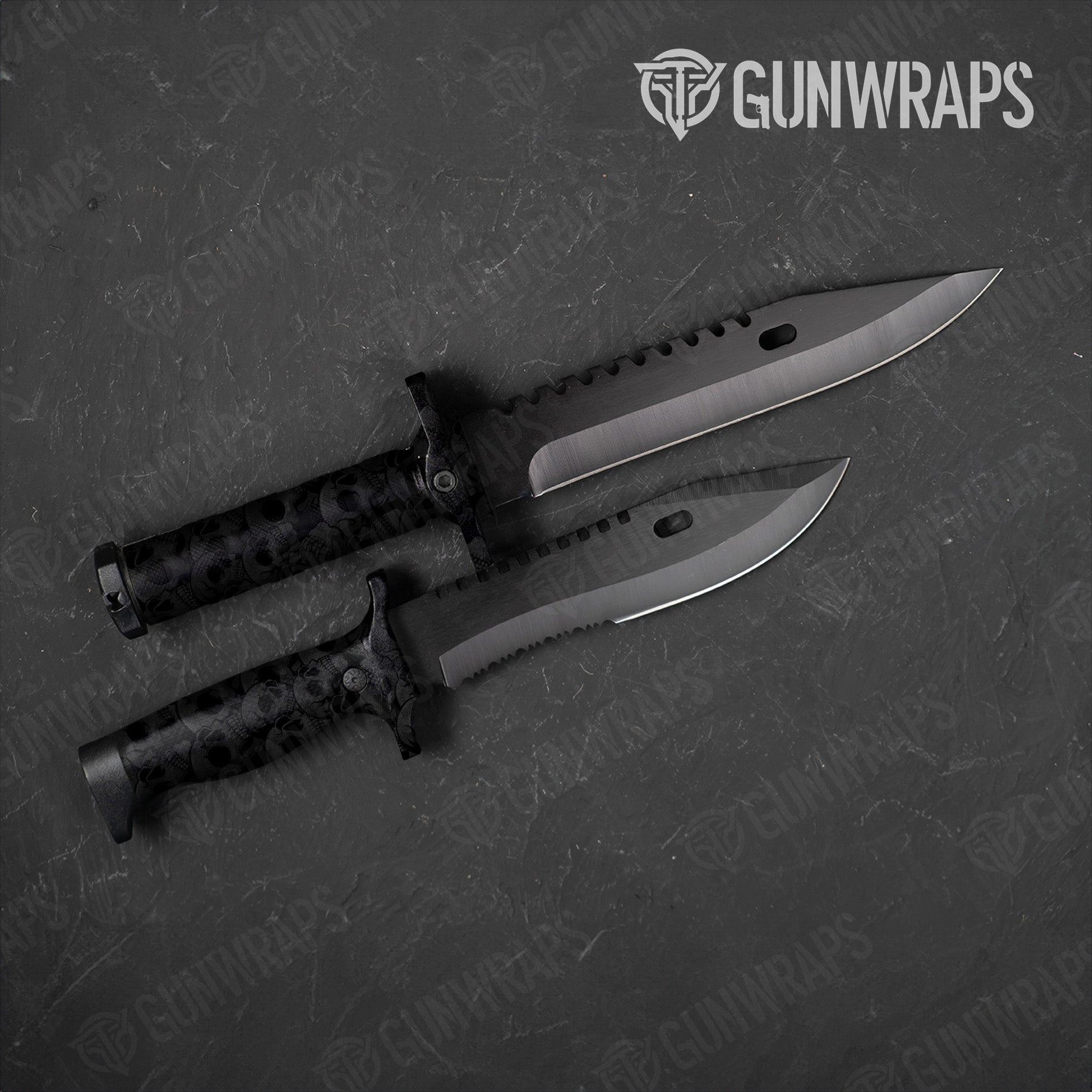 Knife Skull Grayscale Gun Skin Vinyl Wrap