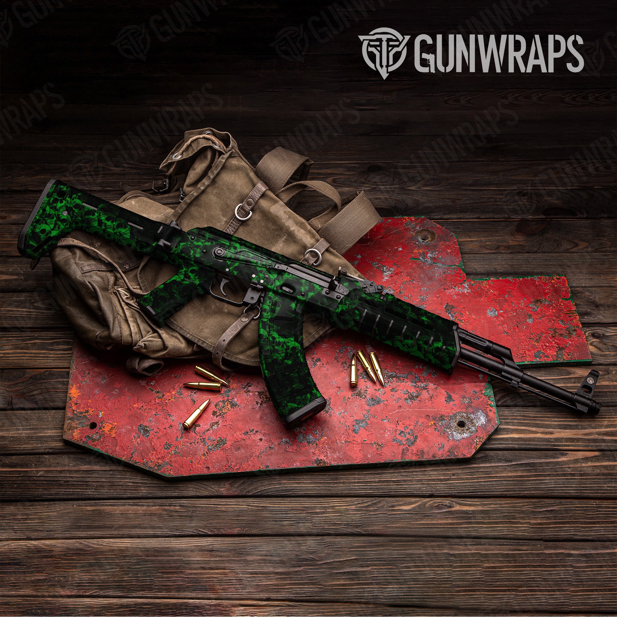 AK 47 Skull Green Gun Skin Pattern