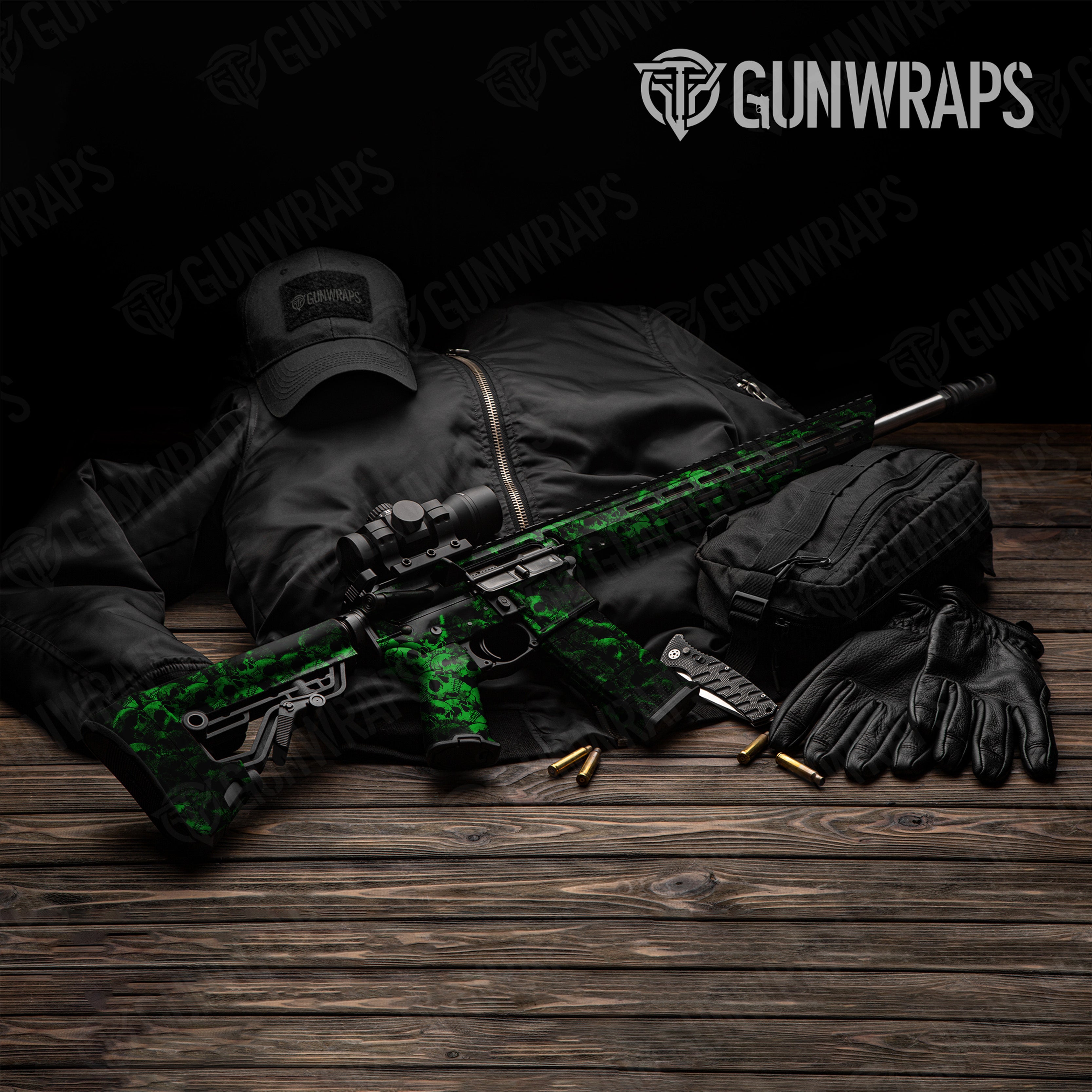 AR 15 Skull Green Gun Skin Pattern