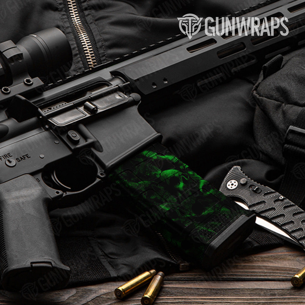 AR 15 Mag Skull Green Gun Skin Pattern