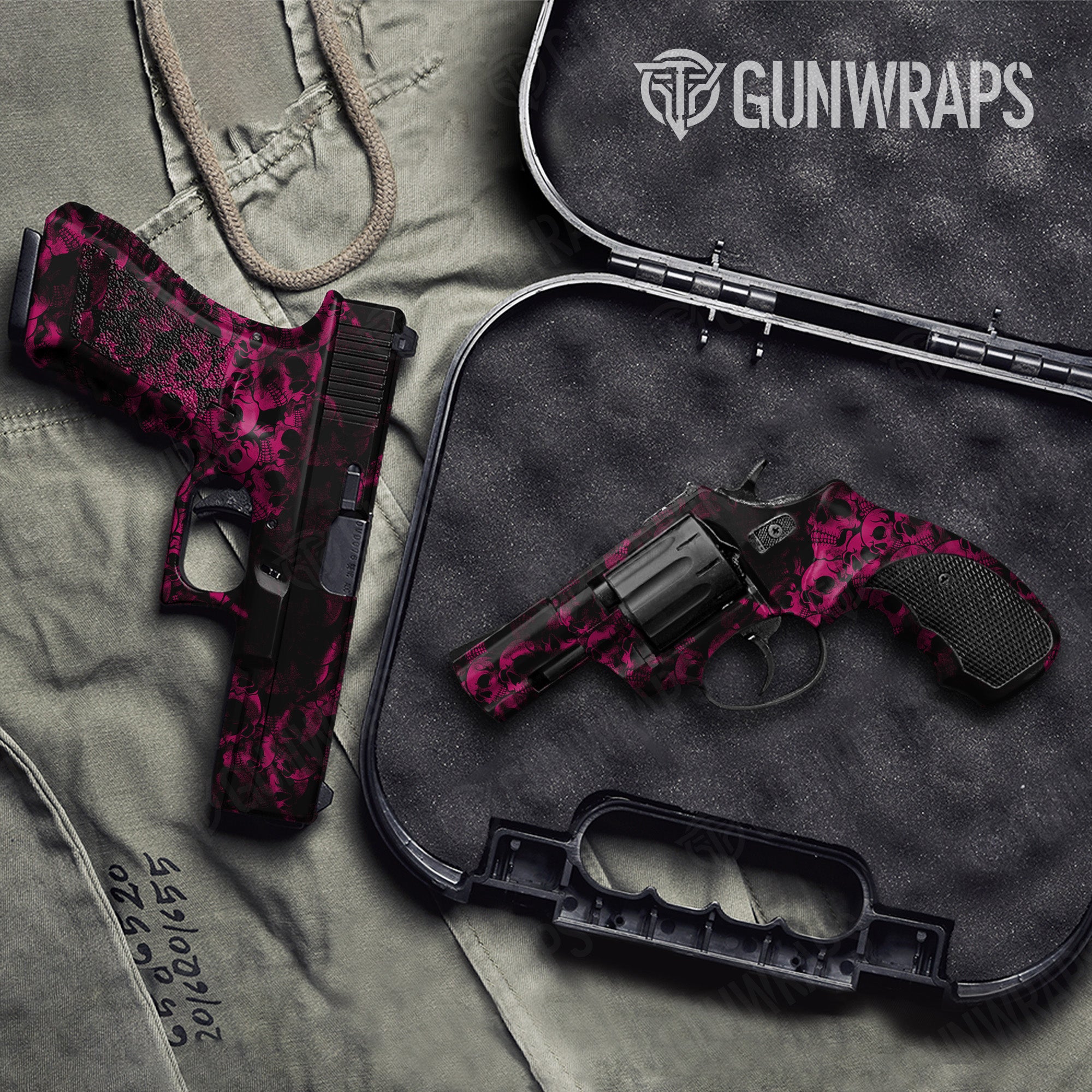 Pistol & Revolver Skull Magenta Gun Skin Pattern