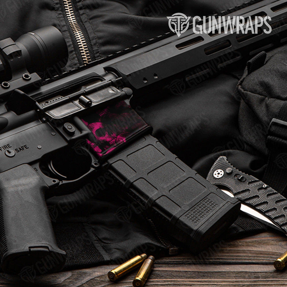 AR 15 Mag Well Skull Magenta Gun Skin Pattern