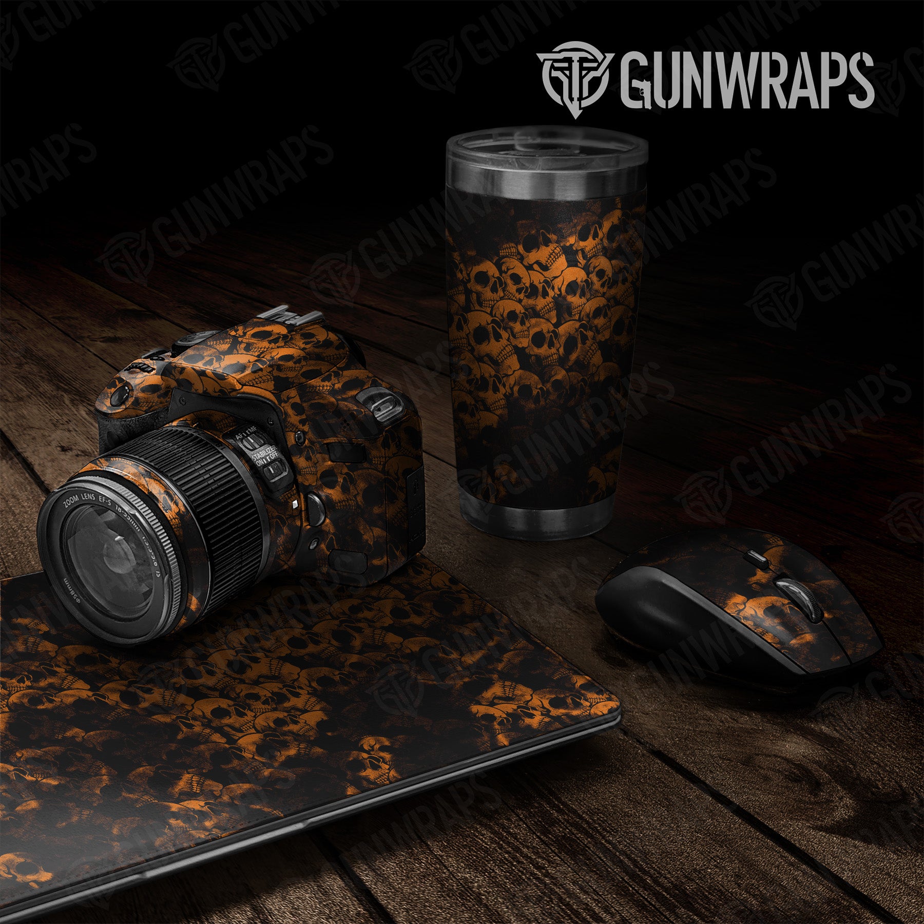 Universal Sheet Skull Orange Gun Skin Pattern