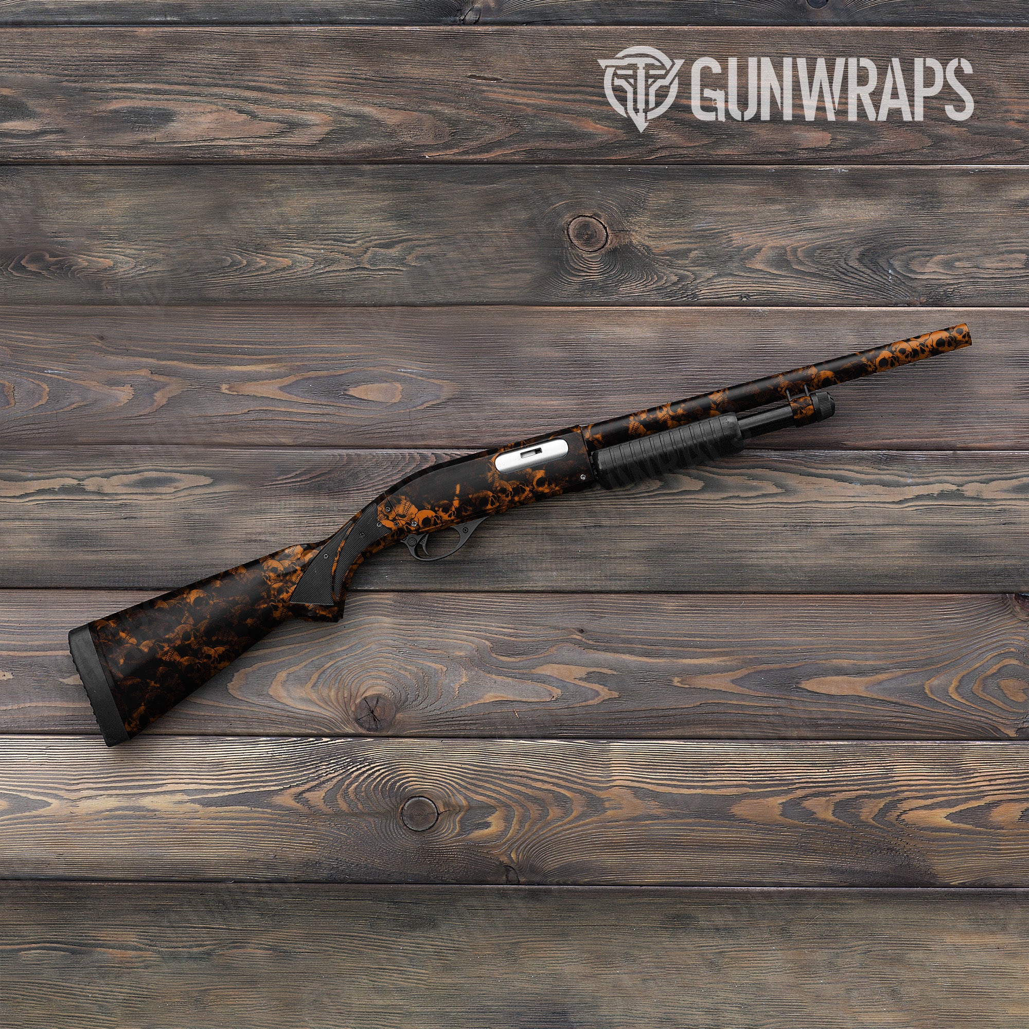 Shotgun Skull Orange Gun Skin Pattern