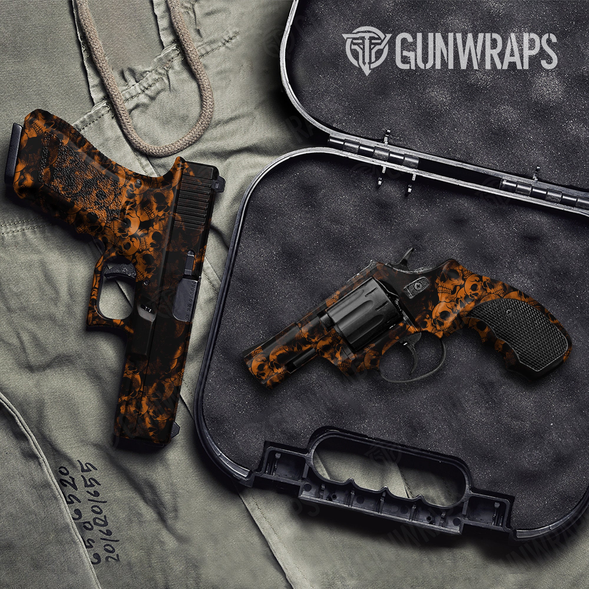 Pistol & Revolver Skull Orange Gun Skin Pattern