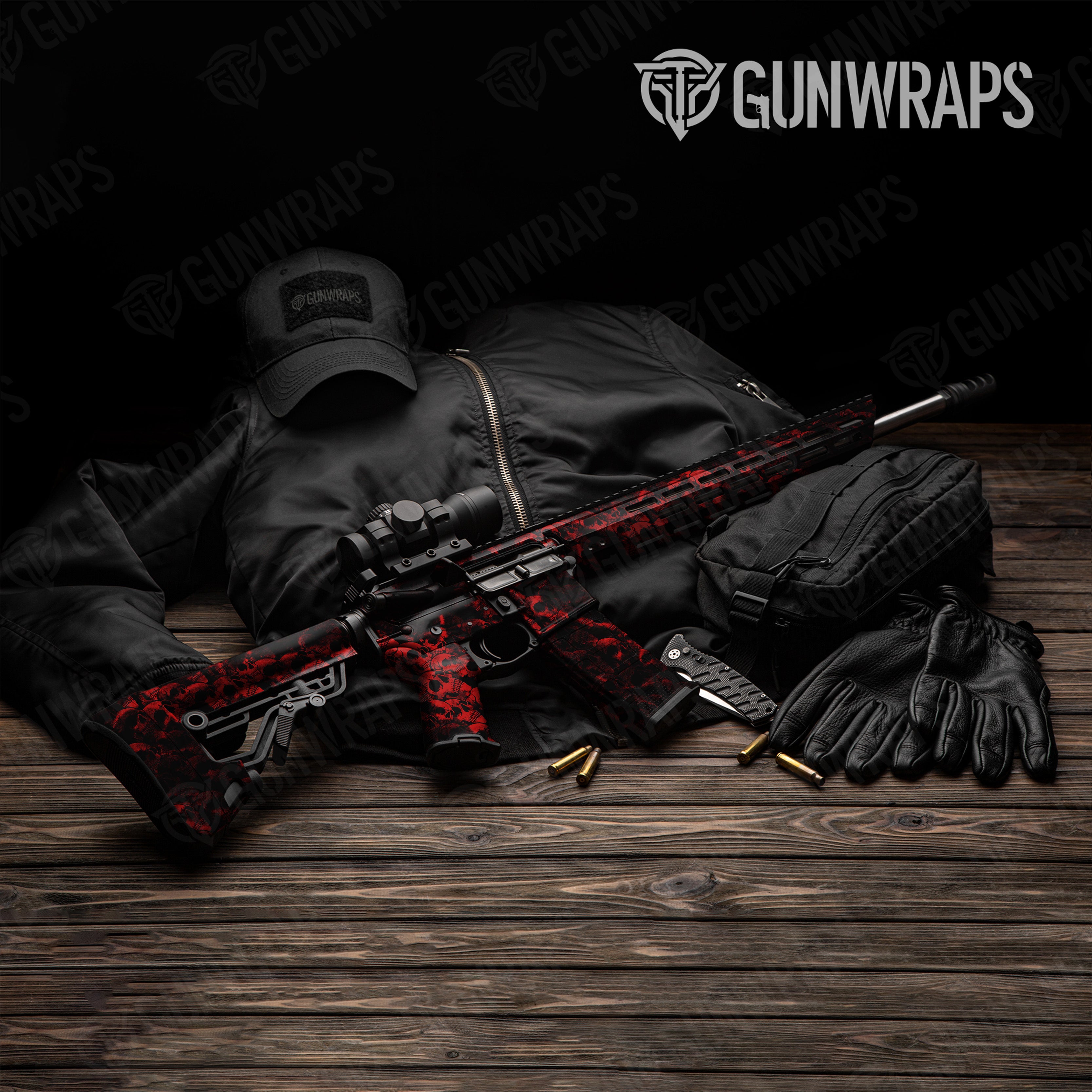 AR 15 Skull Red Gun Skin Pattern