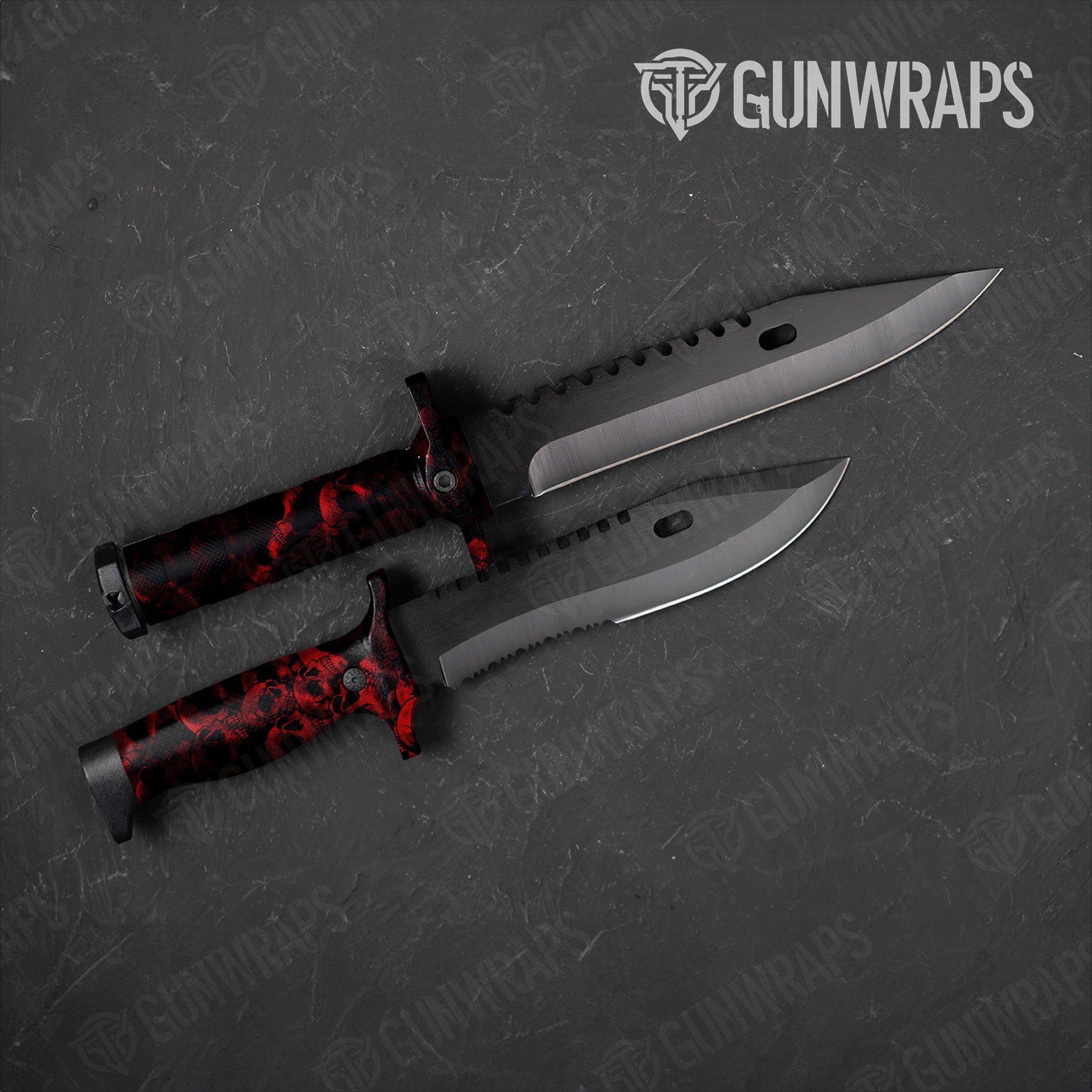 Knife Skull Red Gun Skin Pattern