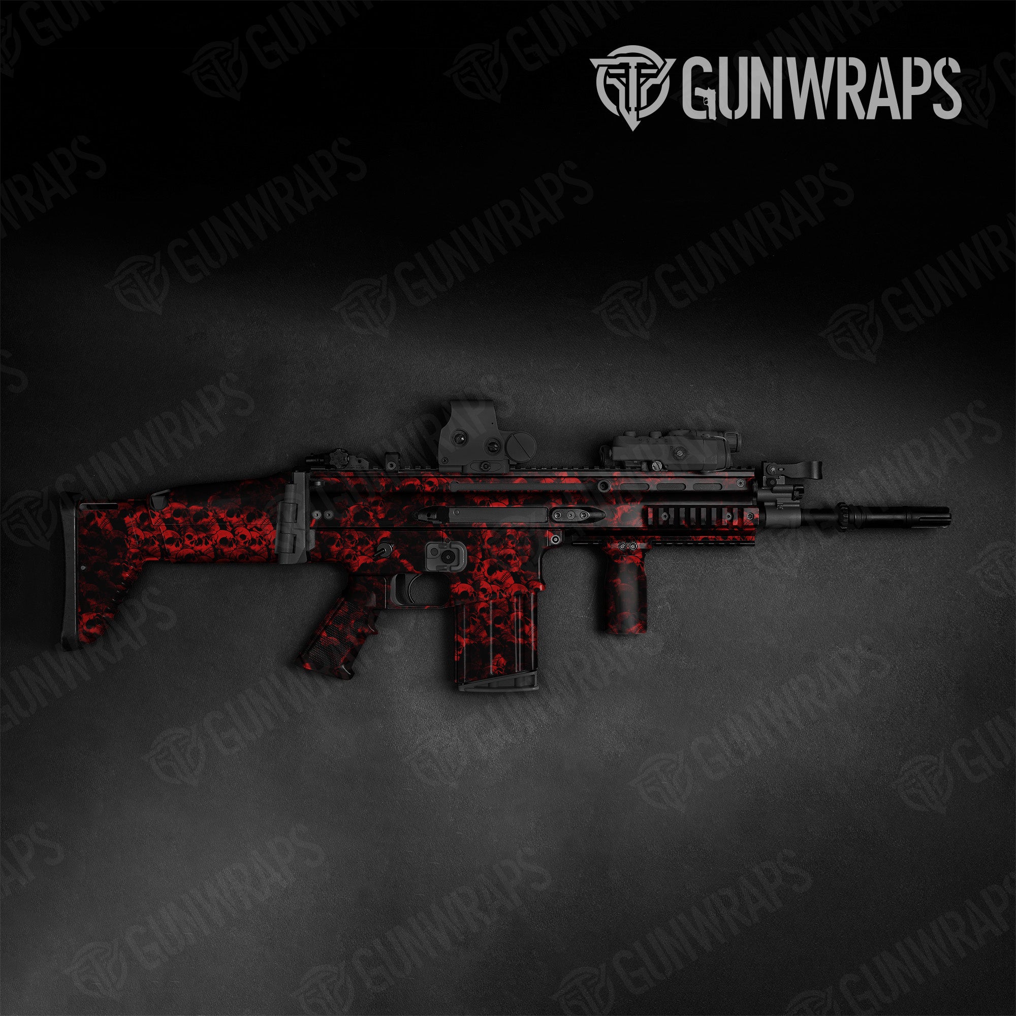 Tactical Skull Red Gun Skin Pattern