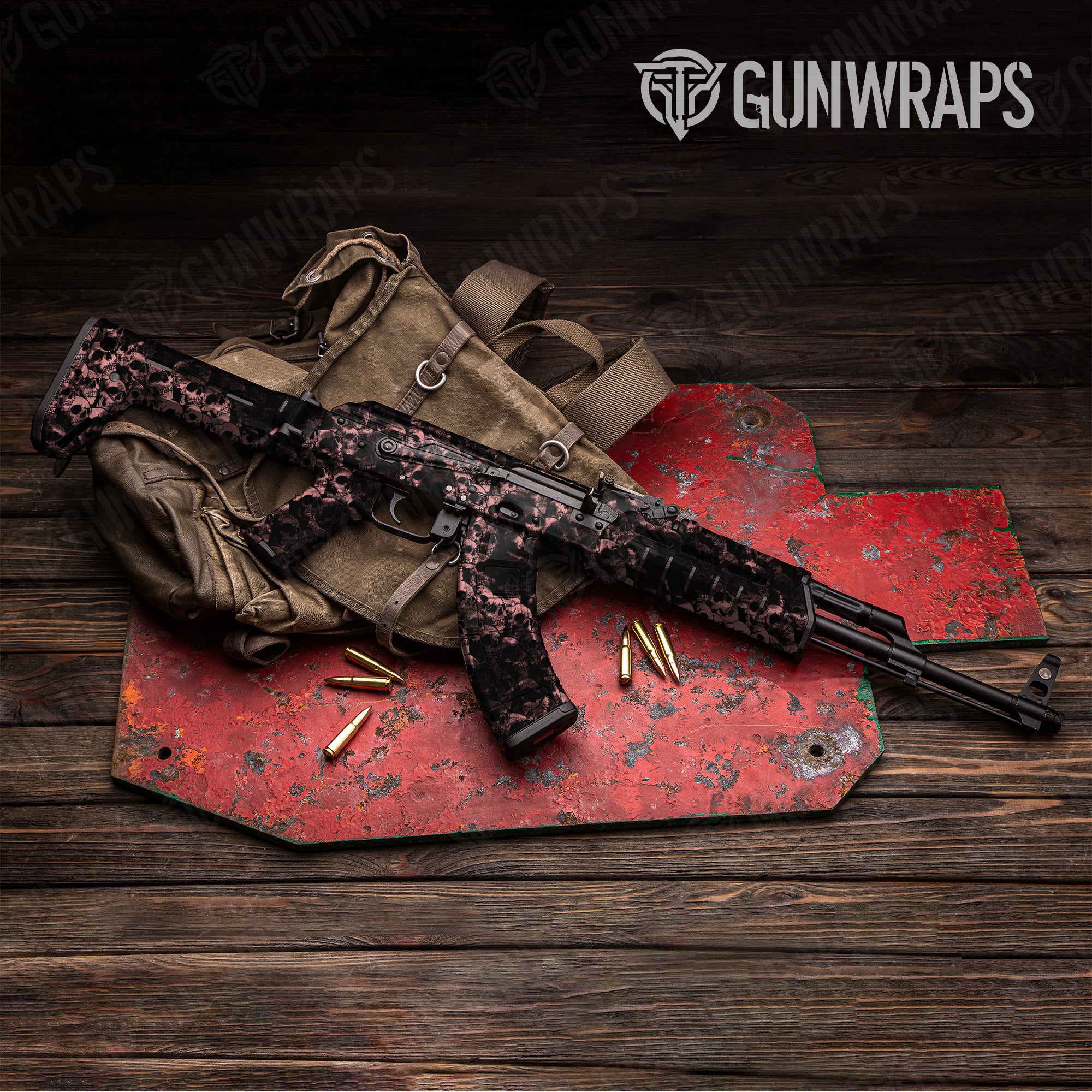 AK 47 Skull Salmon Gun Skin Pattern