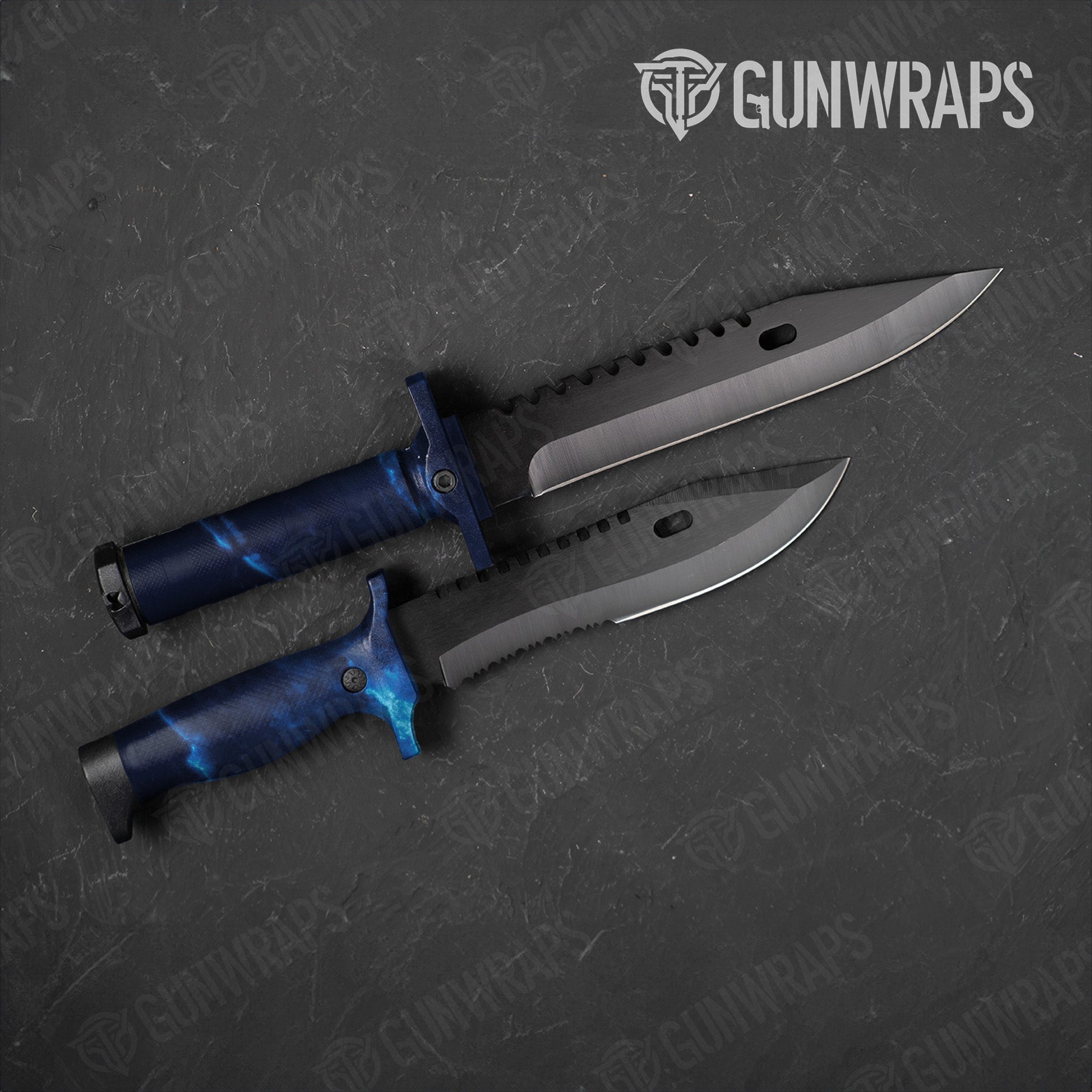 Stone Blue Ice Marble Knife Gear Skin Vinyl Wrap