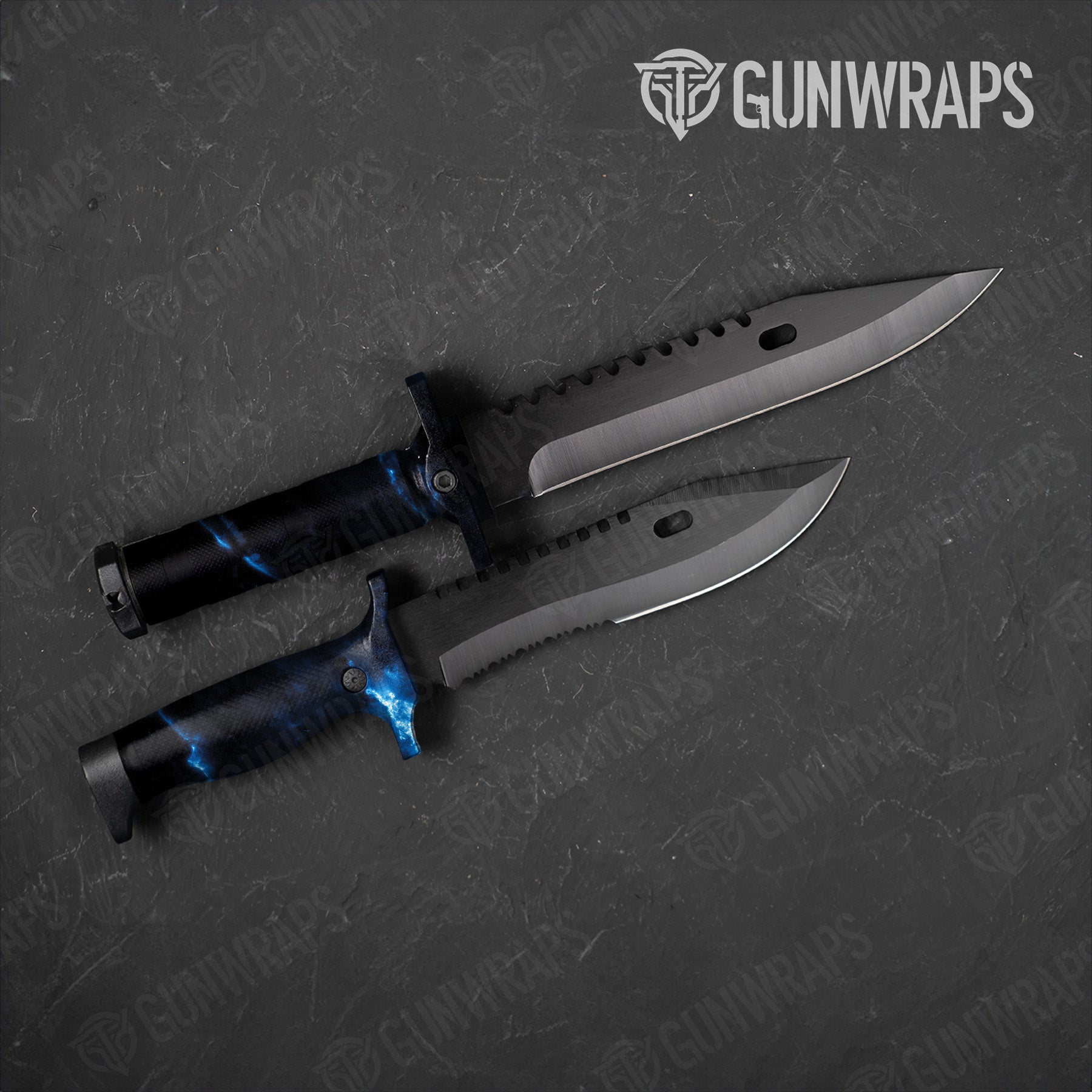 Stone Blue Lightning Marble Knife Gear Skin Vinyl Wrap