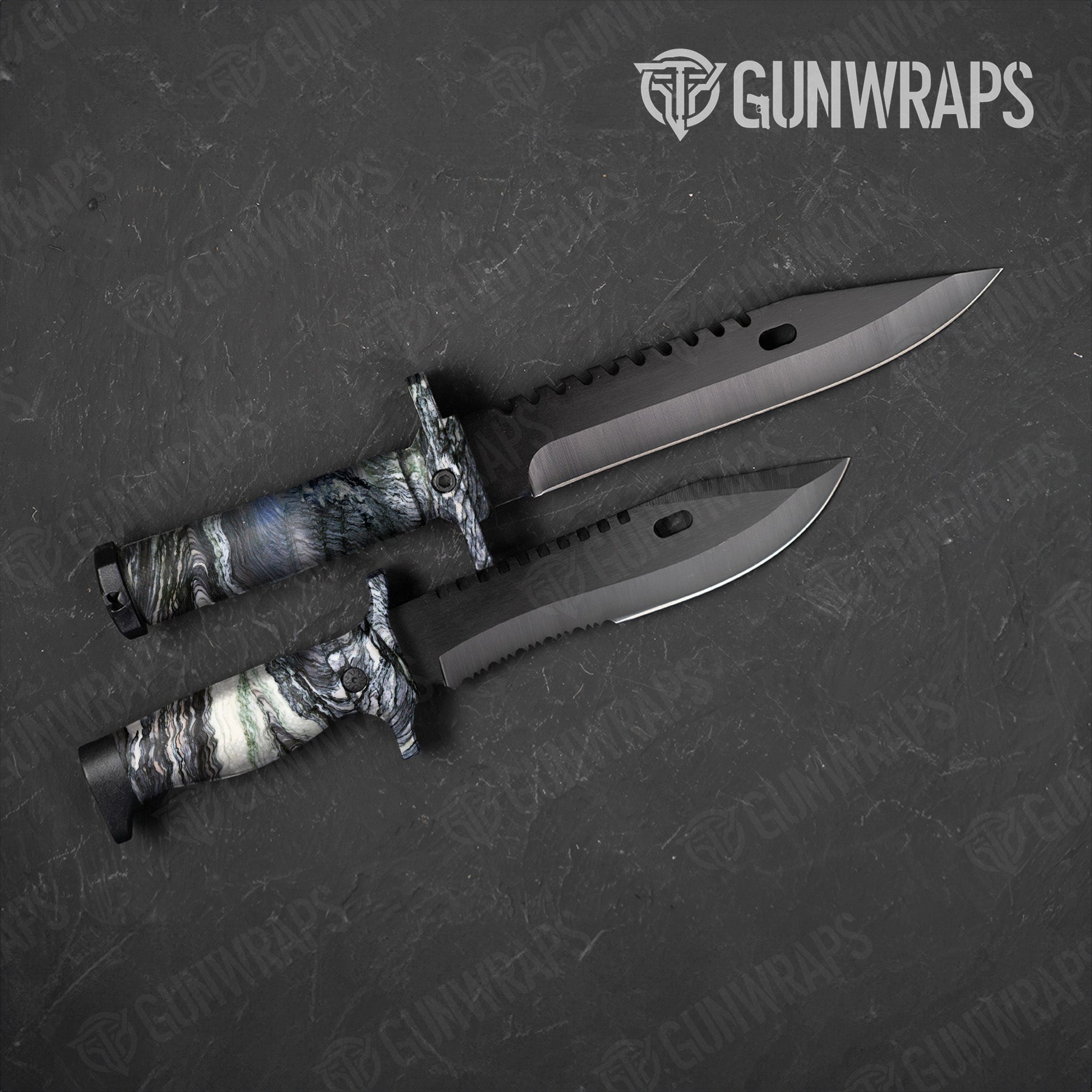 Stone Typhoon Gray Granite Knife Gear Skin Vinyl Wrap