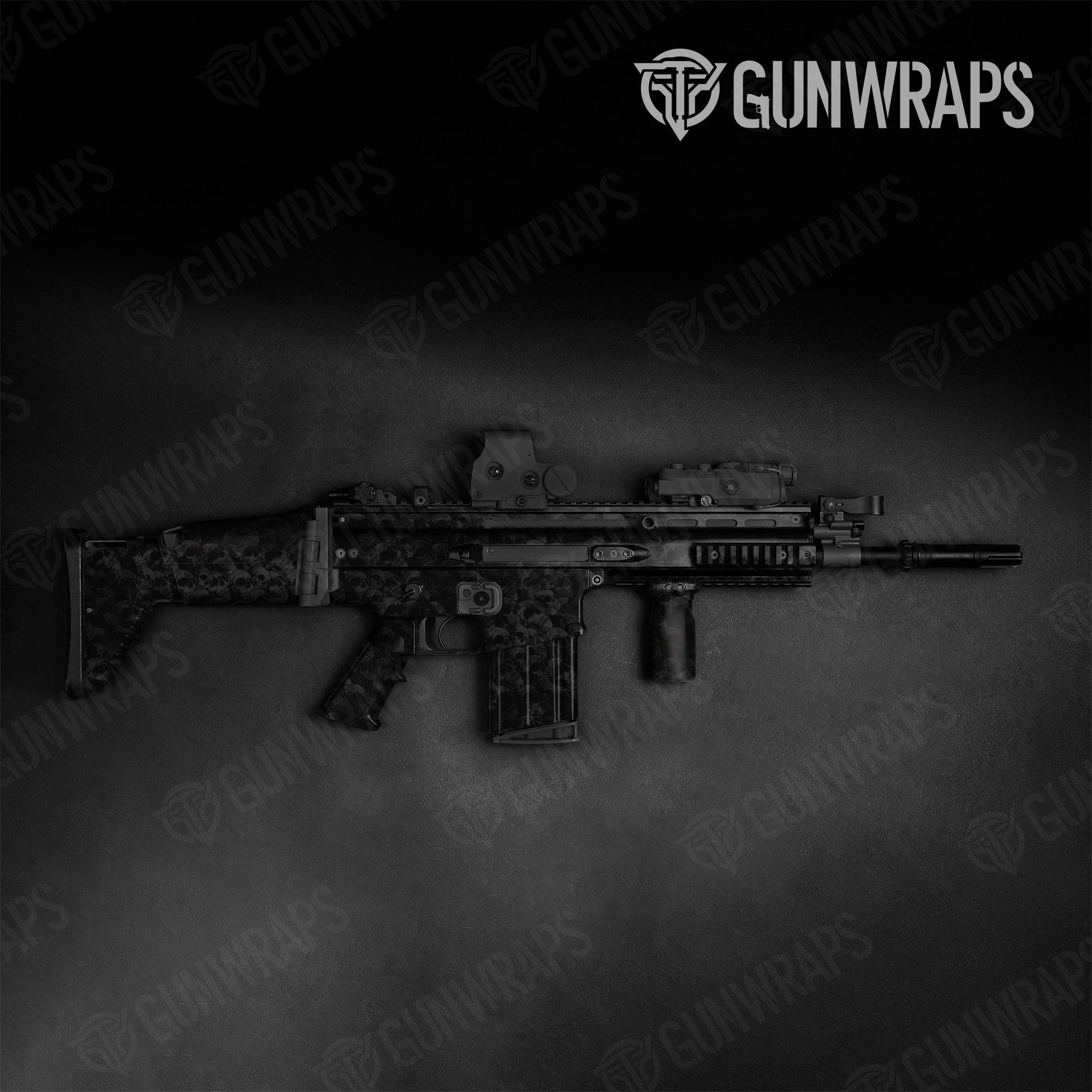 Tactical Skull Grayscale Gun Skin Vinyl Wrap