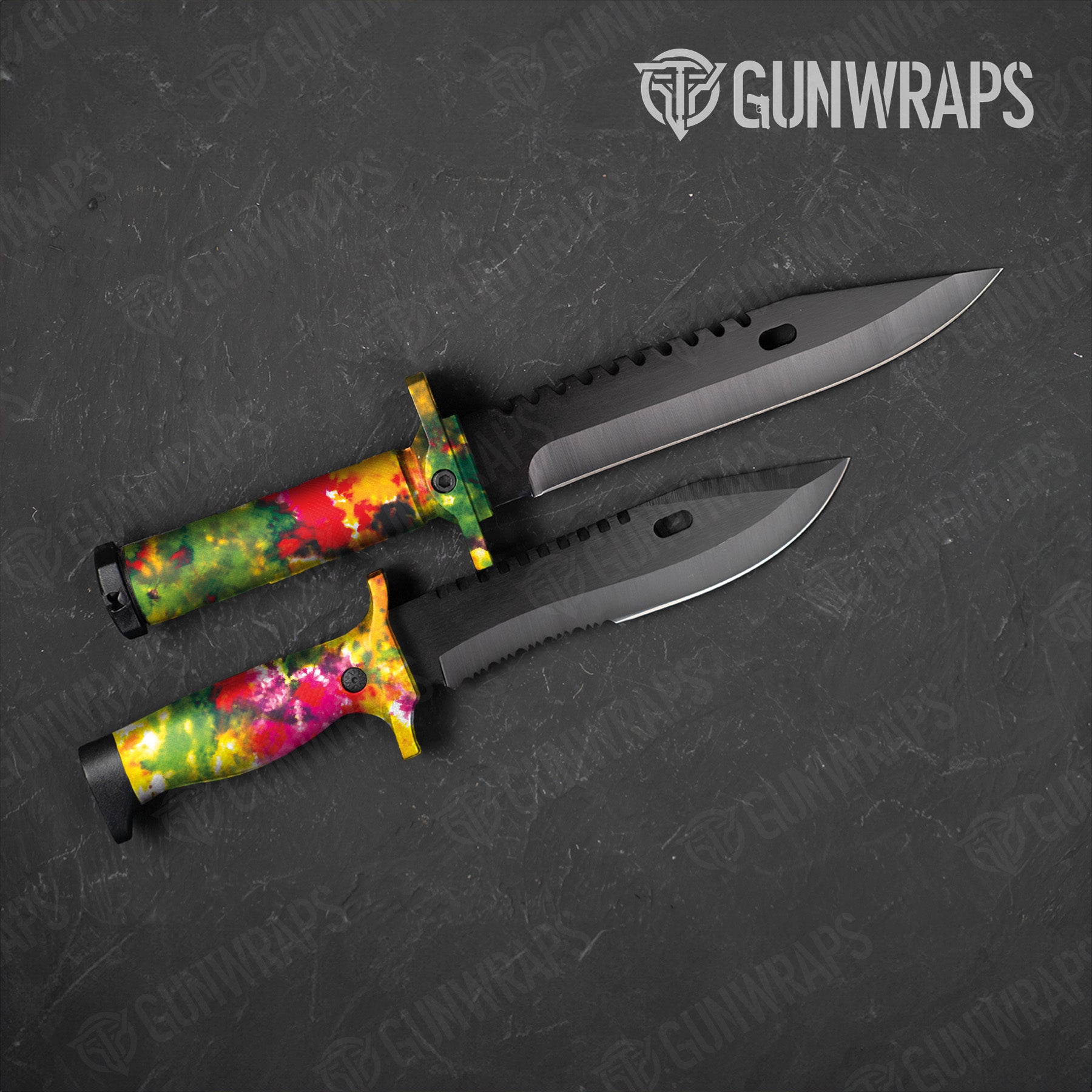 Tie Dye Flower Child Knife Gear Skin Vinyl Wrap