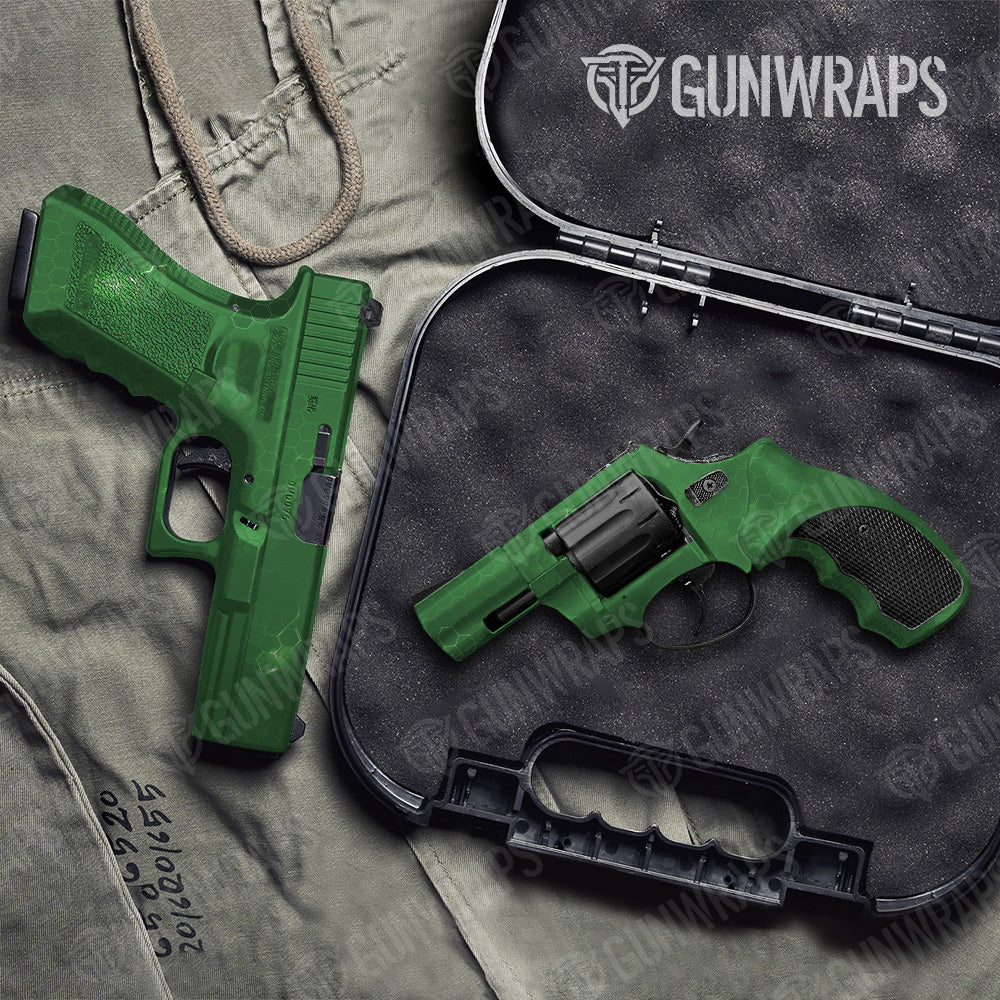 Pistol & Revolver Hex Electric Green Gun Skin Vinyl Wrap