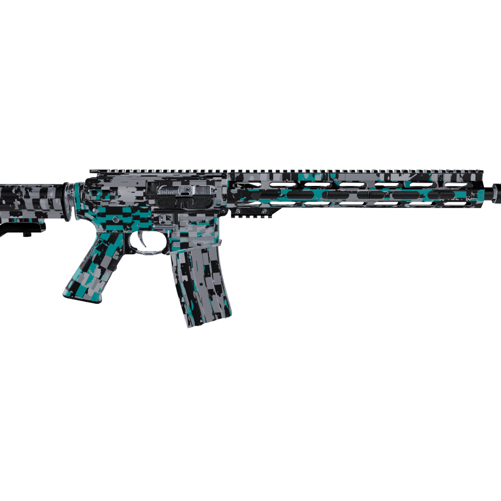 AR 15 Broken Plaid Tiffany Blue Camo Gun Skin 