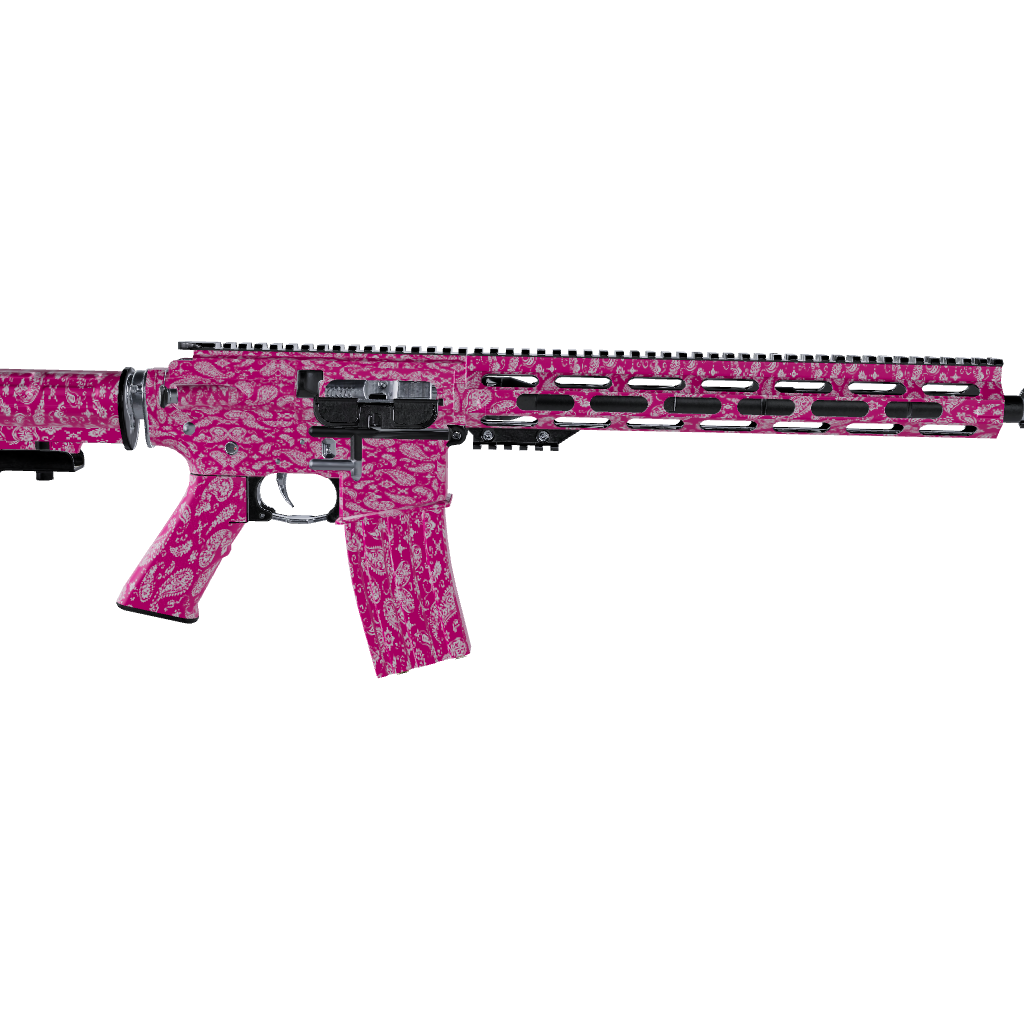 AR 15 Bandana Magenta & White Gun Skin