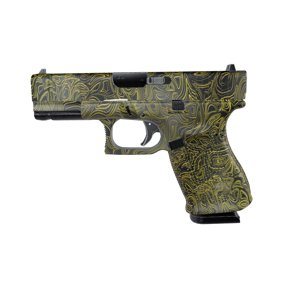 Pistol & Revolver Damascus Yellow Gun Skin