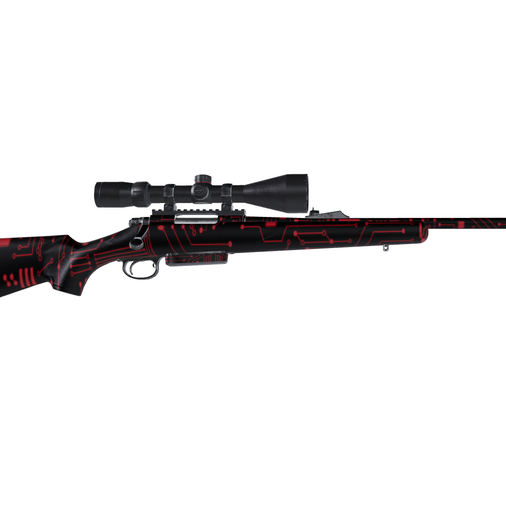 Rifle Circuit Board Red Gun Skin Vinyl Wrap