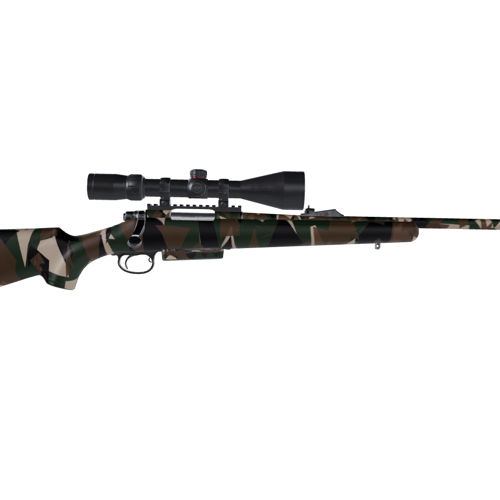 Rifle Shattered Woodland Camo Gun Skin Vinyl Wrap