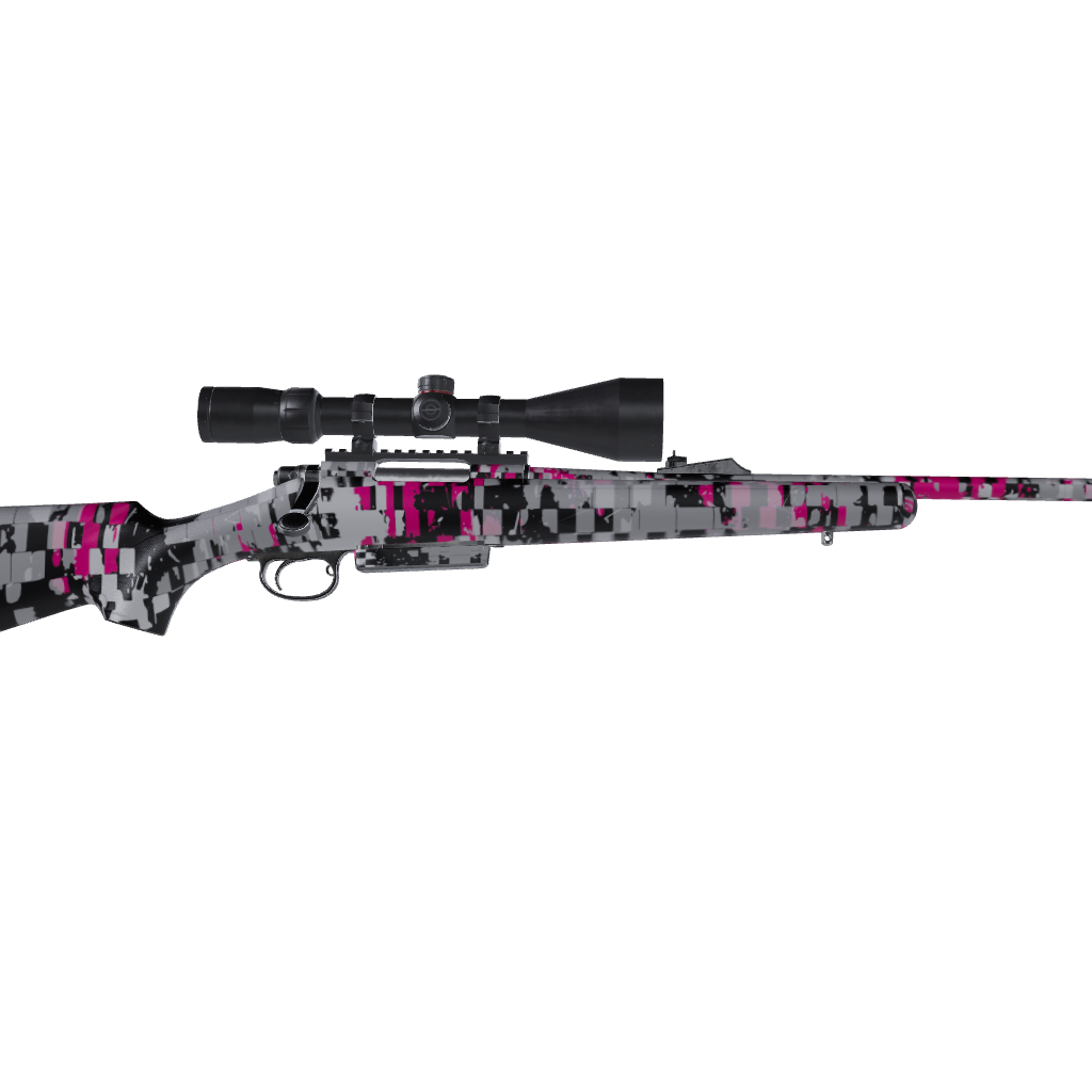 Rifle Broken Plaid Magenta Camo Gun Skin Vinyl Wrap