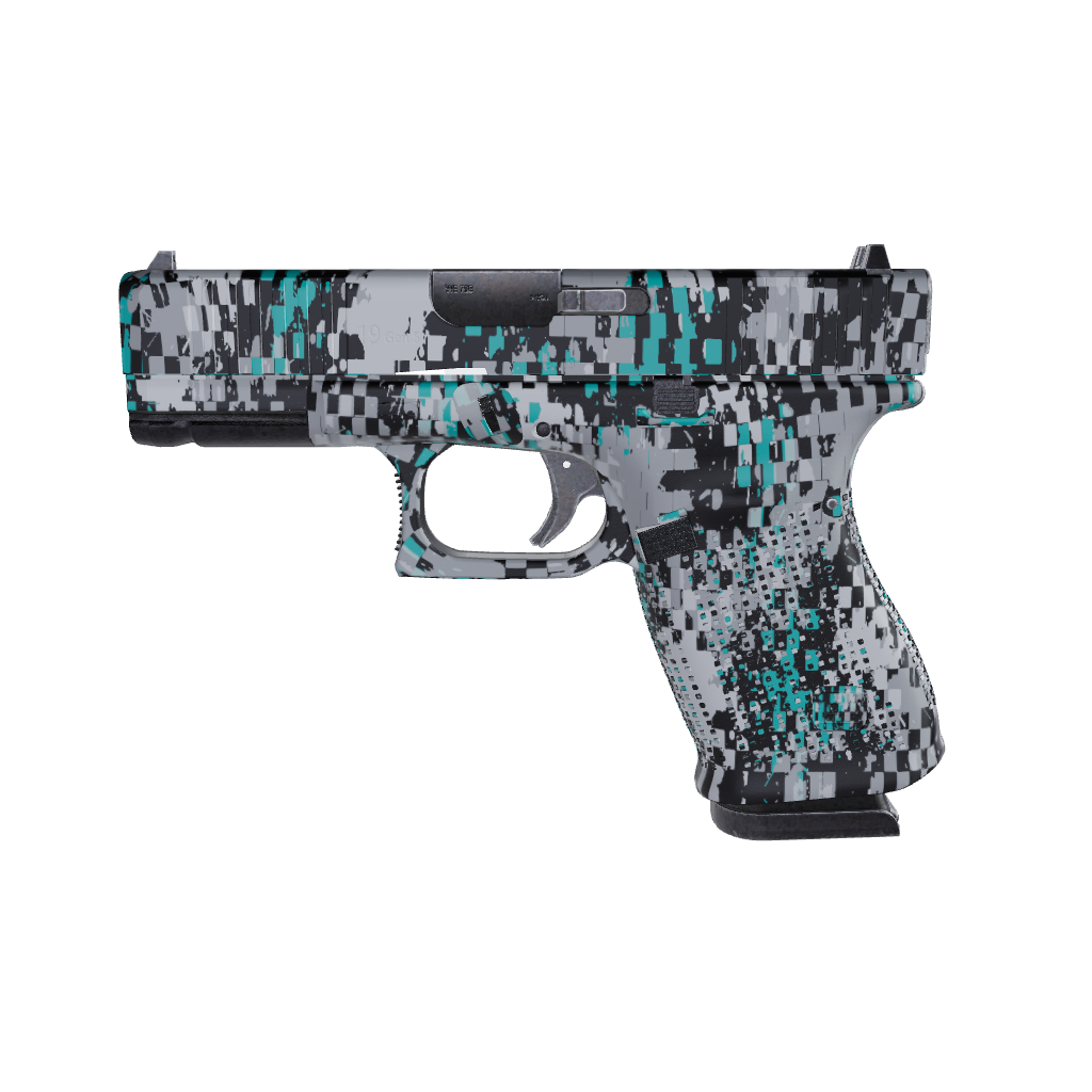 Pistol & Revolver Broken Plaid Tiffany Blue Camo Gun Skin