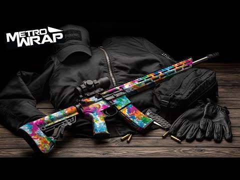 AR 15 Tie Dye Bleached Black Gun Skin Vinyl Wrap