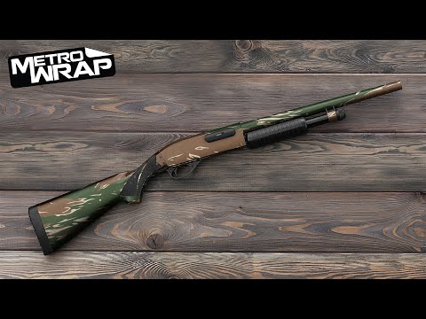 Shotgun Shredded Woodland Camo Gun Skin Vinyl Wrap