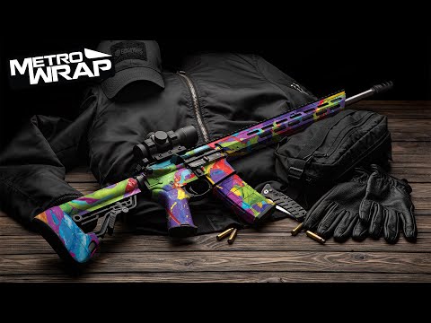 AR 15 Paint Splatter Blue Gun Skin Vinyl Wrap