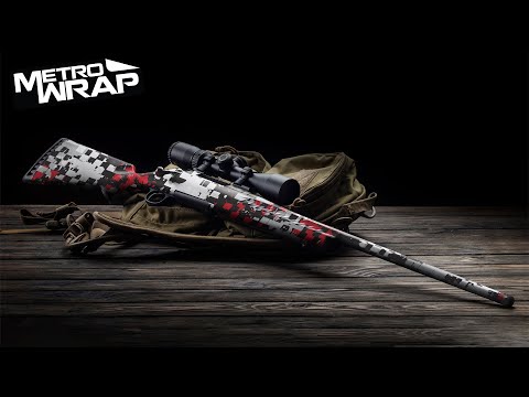 Rifle Broken Plaid Red Camo Gun Skin Vinyl Wrap