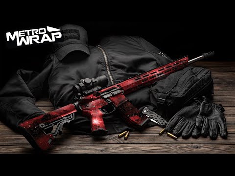 AR 15 Galaxy Red Gun Skin Vinyl Wrap