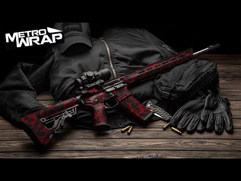 AR 15 Erratic Elite Black Camo Gun Skin Vinyl Wrap