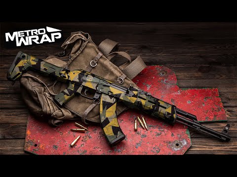 AK 47 Shattered Militant Red Camo Gun Skin Vinyl Wrap