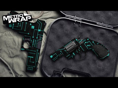 Pistol & Revolver Circuit Board Blue Gun Skin Vinyl Wrap