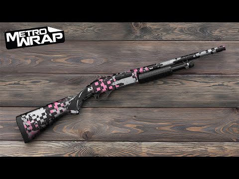 Shotgun Broken Plaid Magenta Camo Gun Skin Vinyl Wrap