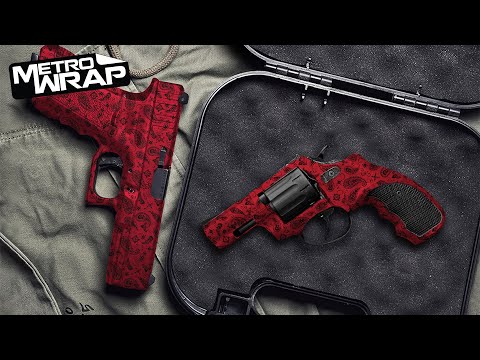 Pistol & Revolver Bandana Red & Black Gun Skin Vinyl Wrap