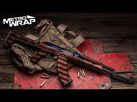 AK 47 Patriotic Green Flag Gun Skin Vinyl Wrap