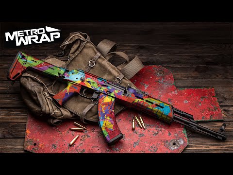 AK 47 Paint Splatter Green Gun Skin Vinyl Wrap