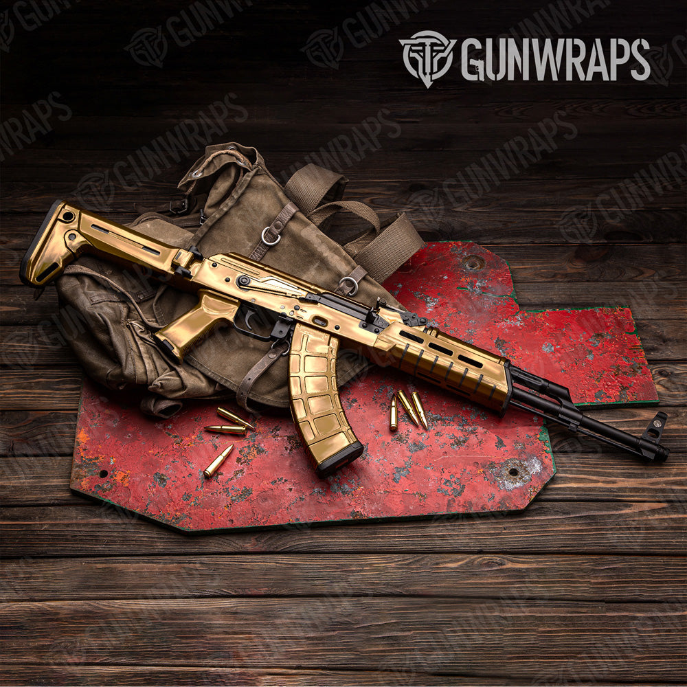 AK 47 Chrome Gold Gun Skin Vinyl Wrap