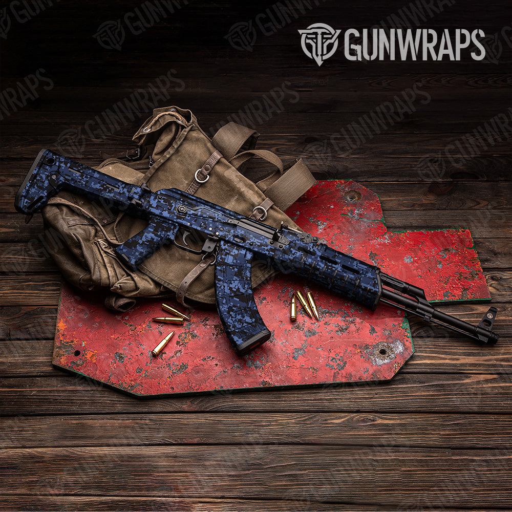 Digital Blue Midnight Camo AK 47 Gun Skin Vinyl Wrap