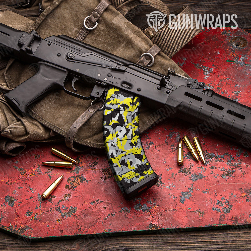 Erratic Yellow Tiger Camo AK 47 Mag Gun Skin Vinyl Wrap