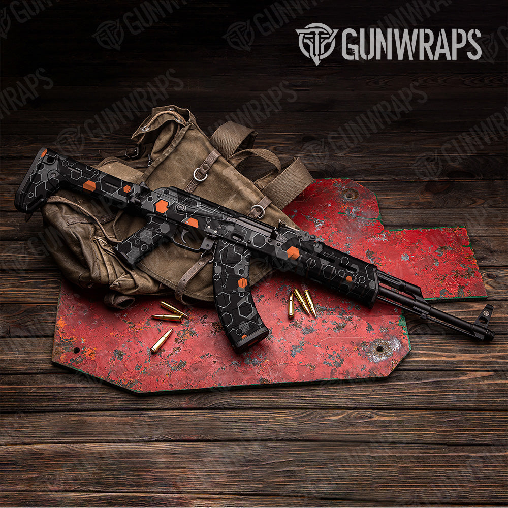 Hex DNA Orange AK 47 Gun Skin Vinyl Wrap