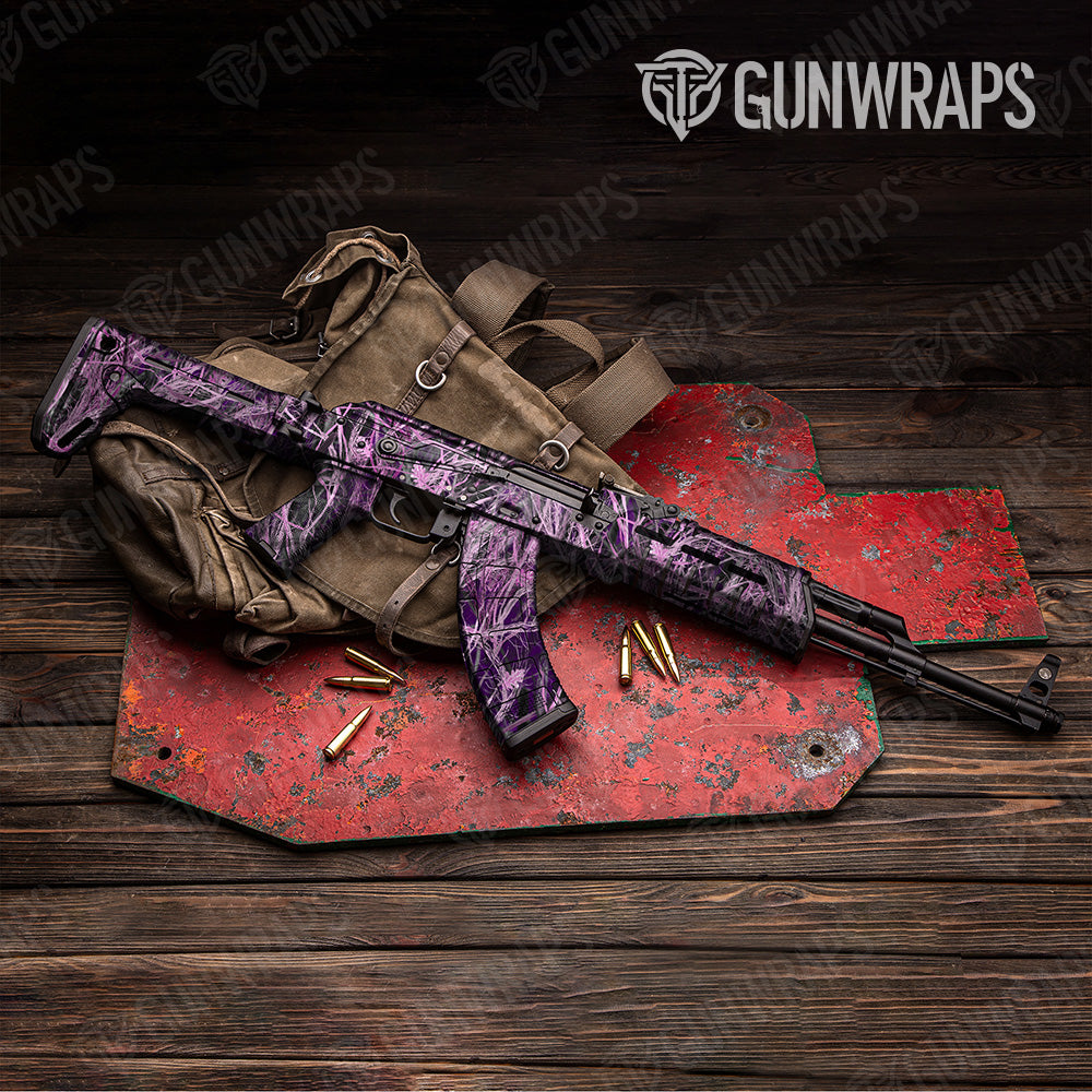 Nature Dry Grassland Pink Camo AK 47 Gun Skin Vinyl Wrap