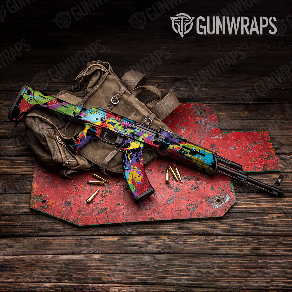 Paint Splatter Black AK 47 Gun Skin Vinyl Wrap